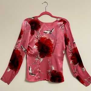 Brand: Autograph; Pink Blouse, Silk and Floral; Small